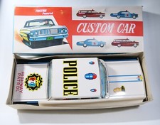 14" BiG Vintage Tin Litho Friction Toy JAPAN HIGHWAY PATROL POLICE CAR w/Box
