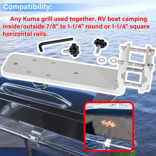 for Kuuma 58182 Stow N' Go Grill Rail Mount 7/8" to 1-1/4" Marine BBQ Boat RV - Picture 9 of 10