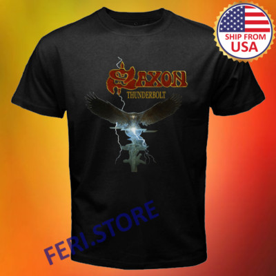 Saxon Thunderbolt Men's Black Size S to 3XL