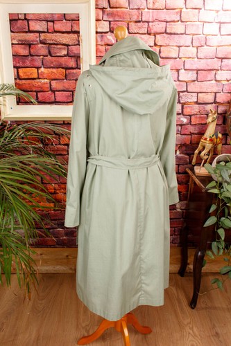 Vintage Original 70er Abrigo Gabardina Verde Remaches DDR Capucha 38 - Imagen 6 de 8
