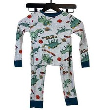 H M 8 Boys Dinosaurs Space Pajama 2 Piece Set Long Sleeve Sleepwear