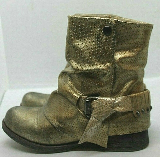 Corky's Gold Metallic Distressed Biker Boots Size EUR 37 US 6.5 eBay