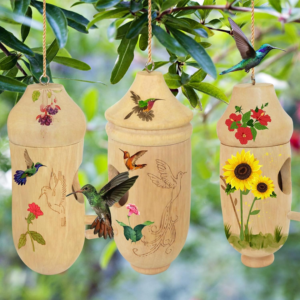 Hummingbird House, for outside for Nesting,Wood Crafts Bird House Kits