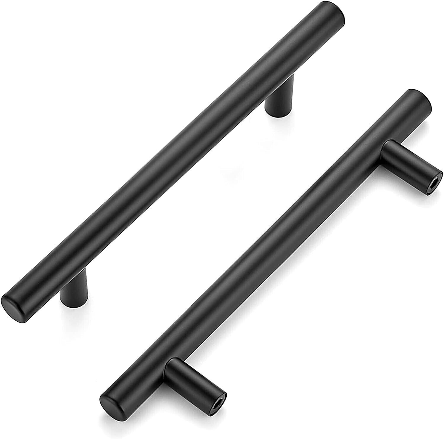 2 or 10x Matte Black T Bar Handles Kitchen Cupboard Drawer Door