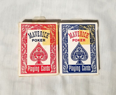 Vintage Maverick Poker Playing Cards Hoyle Blue & Red Full Deck w 3 Jokers Total