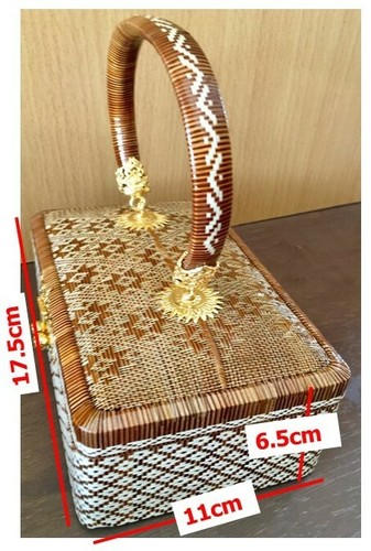 WOMAN BAG THAI WICKER WEAVE WOVEN HANDBAG GRASS PURSE PARTY CLUTCH DRESSES GIFT - Picture 10 of 12