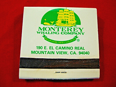 Vintage Matchbook ''Monterey Whaling Company'' Restaurant, Mt. View, California