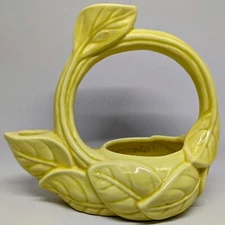 Haeger Art Leaves Pottery Planter 2 Candlesticks Holder Combo Basket Vintage 