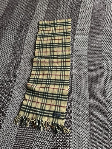 Burberry Genuine Vintage Nova Check Camel 100% Lambswool Winter Scarf Scarves - Picture 4 of 6