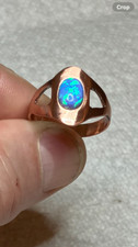  235B- Hand-Crafted Size 9.25 Copper Ring with a 8x6mm Lab Created Opal
