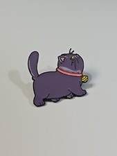 Cute Purple Cat With Tail Up Lapel Pin 