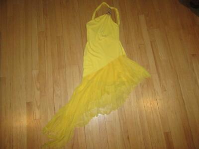 22K/VINTAGE 90S Y2K CACHE YELLOW ASYMMETRICAL DRESS/RUFFLE/ONE  SHOULDER/SIZE XS!