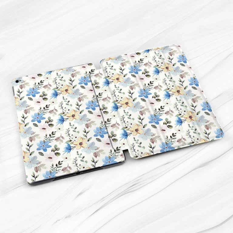Yellow Blue Wildflowers Floral Case For iPad 10.2 Air 3 4 5 Pro 9.7 11 12.9 Mini - Image 2 of 4