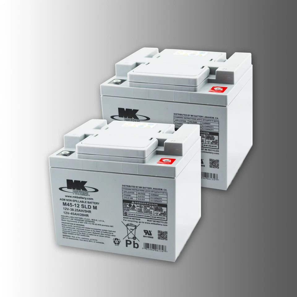 2 unidades MK Battery M45-12 SLD M 12V 45Ah (C20) AGM batería de accionamiento