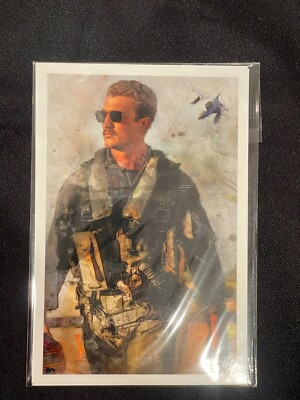 Miles Teller Rooster Top Gun Maverick 4x6 Sketch Photo John Rudolph Signed