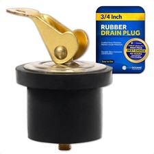 Boat Plug Livewell Bailer Drain Brass Handle Rubber Locks in Place Marine