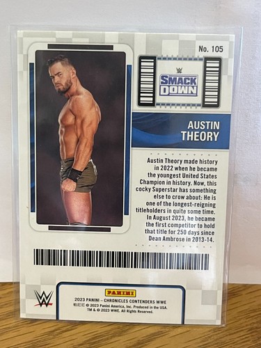 Austin Theory Bronze 2023 Panini Chronicles Contenders WWE #105 - Picture 2 of 2