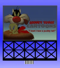 LOONEY TUNES SYLVESTER & TWEETY BIRD ANIMATED SIGN O-SCALE- LIGHTS, FLASHES-MORE