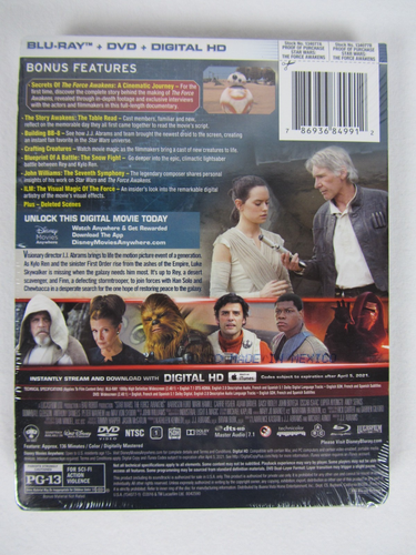 Star Wars: The Force Awakens (Blu-ray/DVD, Steelbook, 2015) New Unopened - Picture 2 of 2