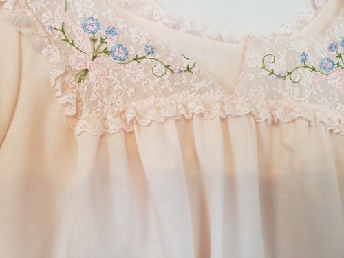 Vintage Sears Perma-Prest Womens Pink Robe & Nightgown Pink Lace Sz M/L 36/40 - Picture 8 of 18