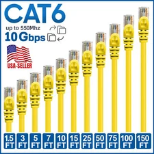 CAT6 CAT 6 Ethernet Cable Lan Network Internet Patch Cord Yellow POE RJ45 LOT