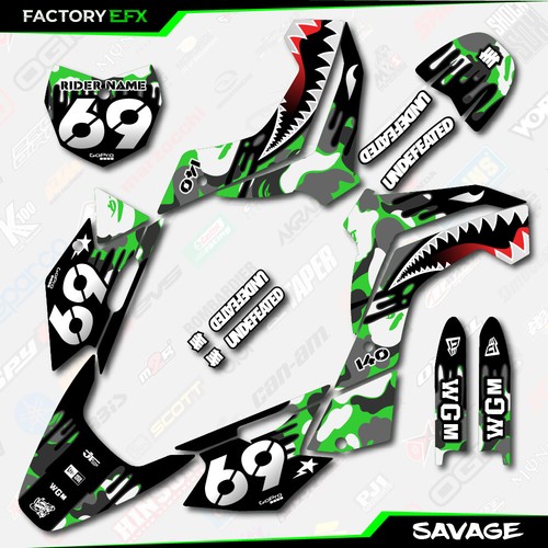 Gray & Green Savage Graphics Kit fits Kawasaki 19-24 KLX140 KLX 140 Decals - Picture 5 of 5