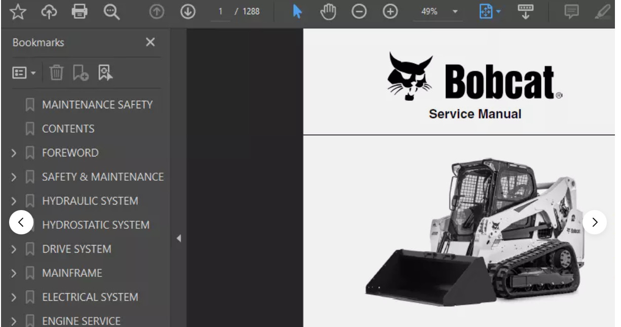 Bobcat T650 Compact Track Loader Operators Service Repair Shop Manual Pdf Usb