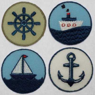 Motiv Seetransport Seefahrt Segelschiff 36mm Patch aufbügeln oder aufnähen 3 TYPEN 573D