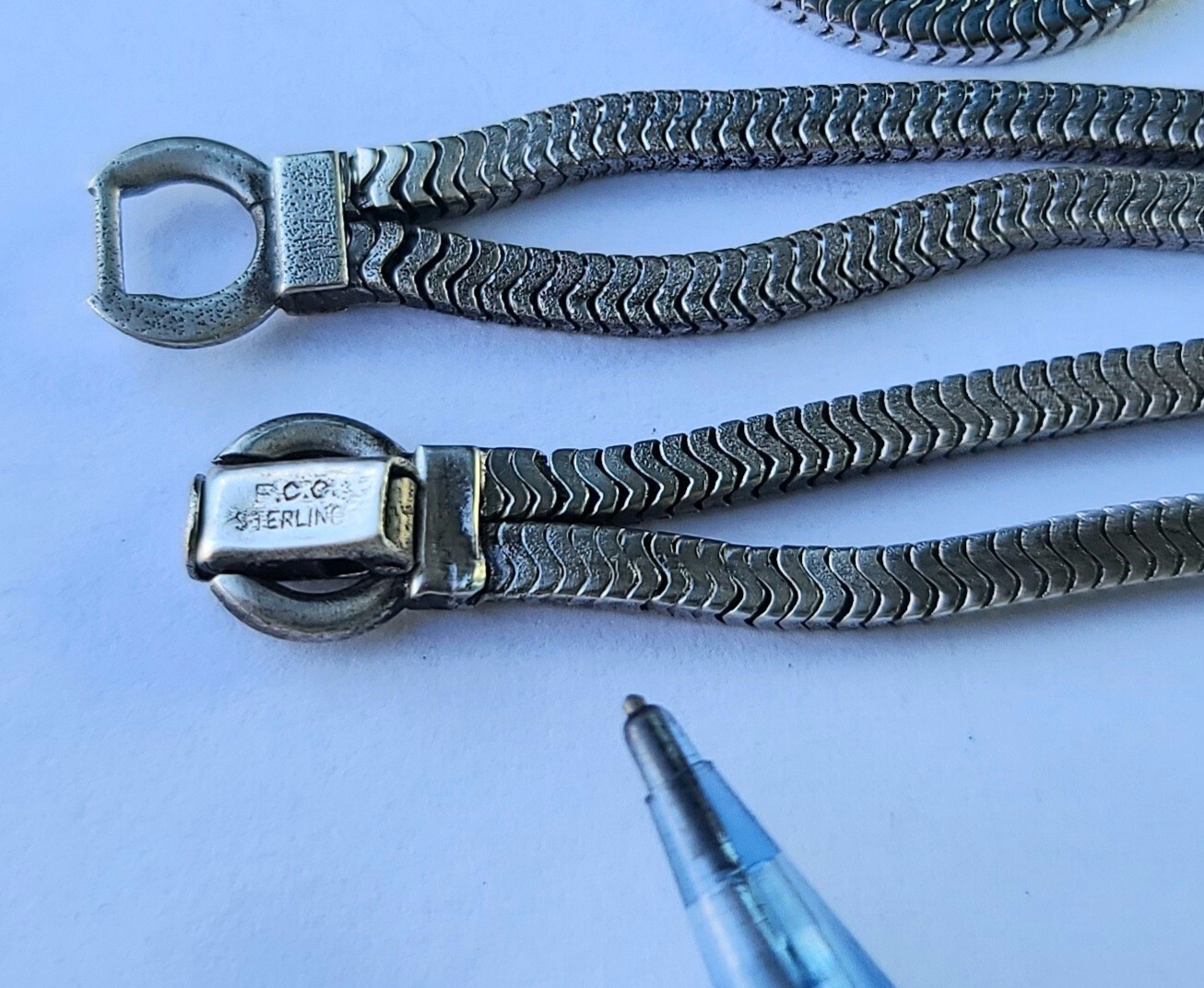 Vintage Sterling 925 Solid Silver Square Snake Ch… - image 18