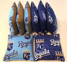 KANSAS CITY ROYALS CORNHOLE BEAN BAGS SET OF 8 TOP QUALITY TOSS GAME