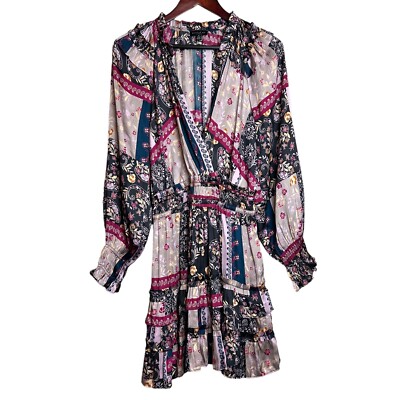 Anthropologie Current Air Paisley Dress Tiered Peasant Long Sleeve Size M |  eBay