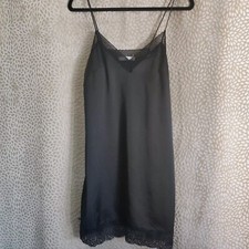 Mango Suit Womens Black Lace Detail Slip Dress Size Small Lined Grunge Gothic