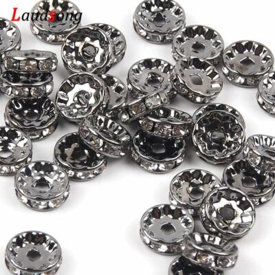 Rhinestone Rondelles Crystal Spacer Beads DIY Bracelet Necklace 4/6/8/10mm 50Pcs