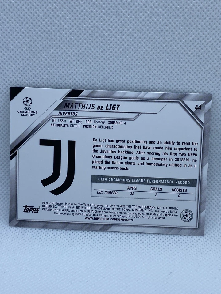 2021-22 UEFA Champions League Base Starball Foil #44 Matthijs de Ligt - Image 2 of 2