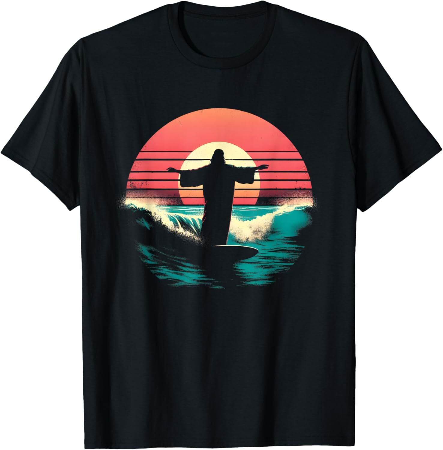 Jesus Surfing On Water - Funny Christian Religious Surfer T-Shirt Hoodie