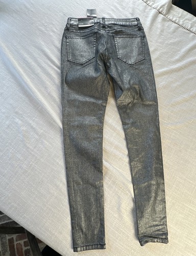ANA Women’s Size 2 Skinny Mid Rise Lightweight Pant Silver Metallic Color NWT - Picture 4 of 13