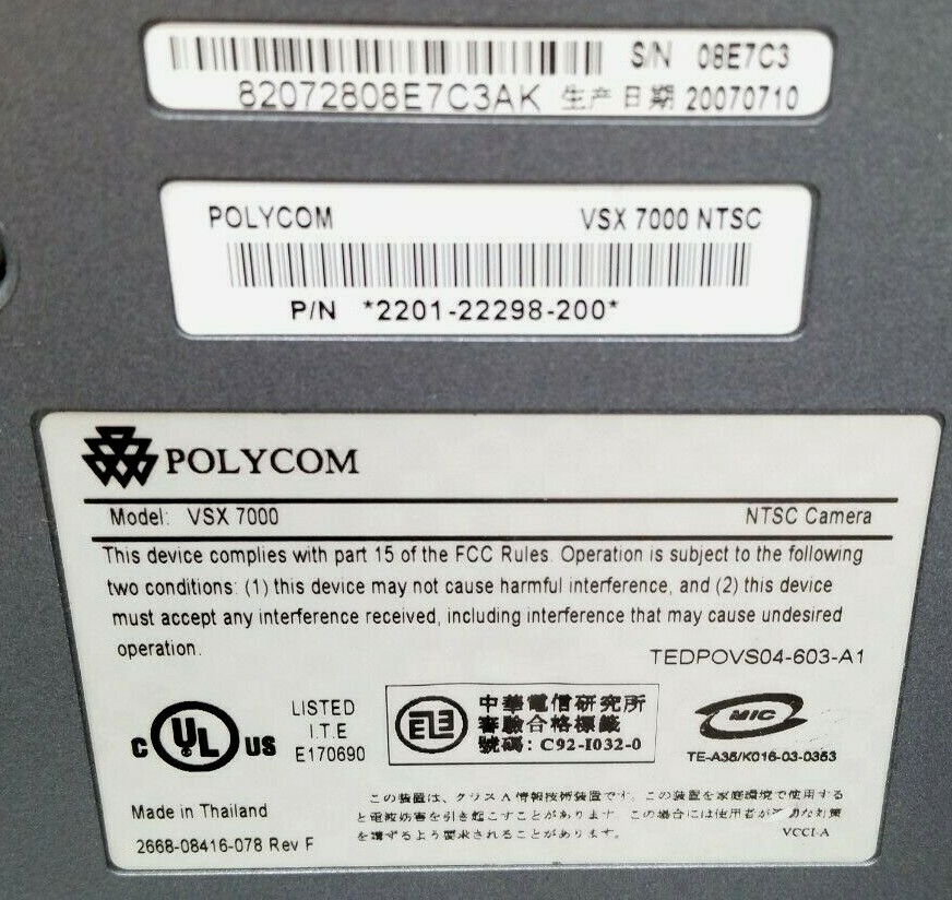 Polycom VSX 7000 NTSC Video Conference System | eBay