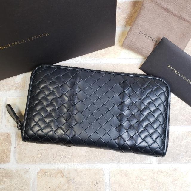 【BOTTEGA VENETA】Intrecciato Zip Leather Long Wallet Bottega Veneta Intrecciato Leather Round Zipper Long Wallet