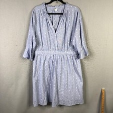 Old Navy Shirt Dress Womens 2XL Blue Cotton Bell Sleeve Flare Boho Knee Length