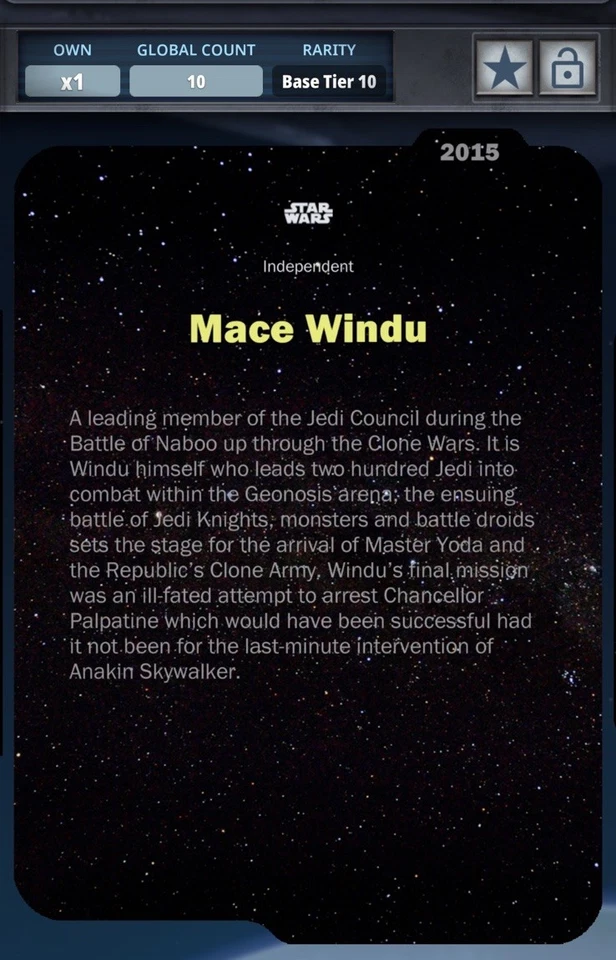 Star Wars Card Trader Mace Windu PINK 10cc 2015 Wave Digital -  SWCT - Sold Out - Image 2 of 3