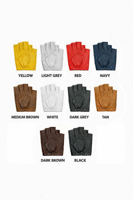 MEN'S HALF FINGER CHAUFFEUR  REAL LEATHER DRIVING GLOVES