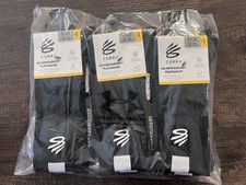6-Pack Under Armour Curry Playmaker B-Ball Mid-Crew Socks —Black Sz 8.5-13/10-14