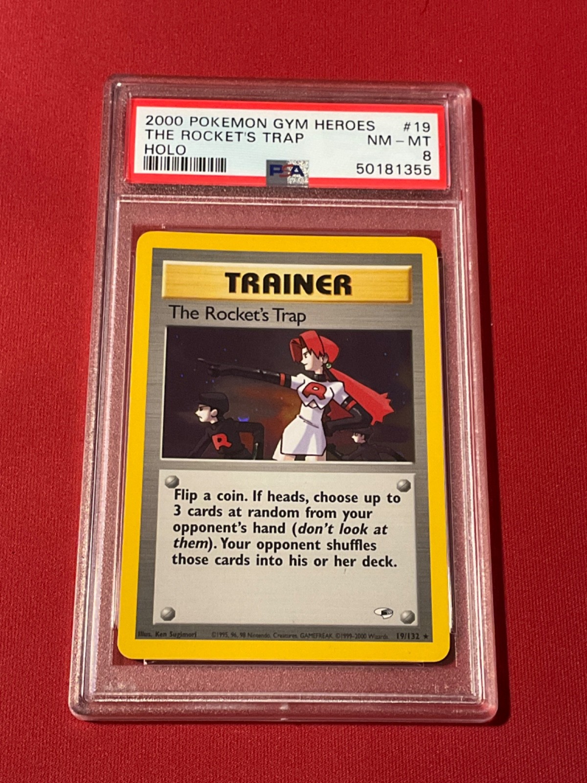 Pokémon TCG the Rocket's Trap Holo Card Gym Heroes 19/132 PSA 8 holo-foil rare