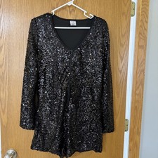 Spirit Halloween Women's Long Sleeve Sequin Shorts Romper Zip Up Size XL