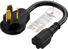 "1FT Nema 10-30P 30Amp Dryer Plug Male to 6-20R T-Blade Female Adapter,30A 125..