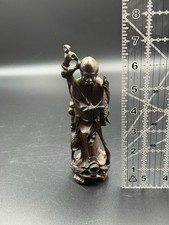 Old Chinese Hand-Carved Wood Statue of Immort...