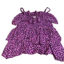 Madison purple black cheetah print ruffle layered tank SIZE M