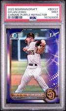 2022 BOWMAN DRAFT CHROME-PURPLE REFRACTOR #BDC27 DYLAN LESKO 231/250 PSA 9