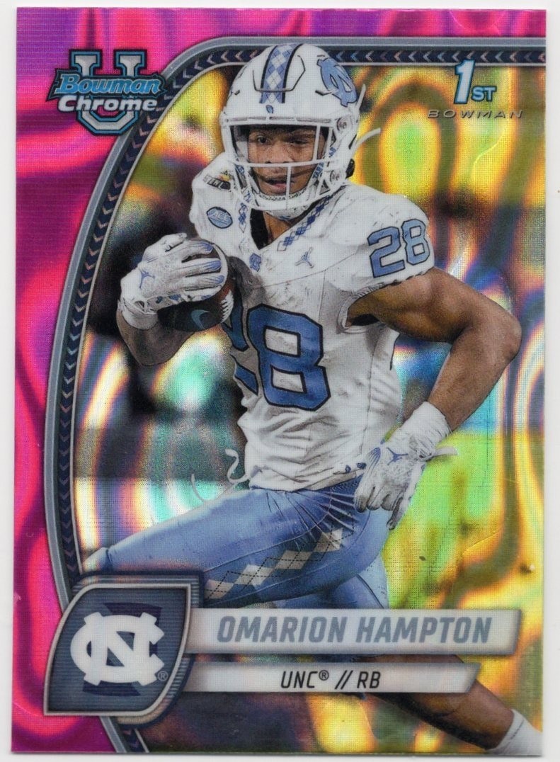 2024 Bowman University Chrome - Omarion Hampton #198 Pink Lava Refractor (RC)