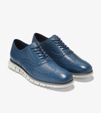 Cole Haan Men's ZeroGrand Wingtip Oxford Ensign Blue/Silver Birch, C37894, 11.5M